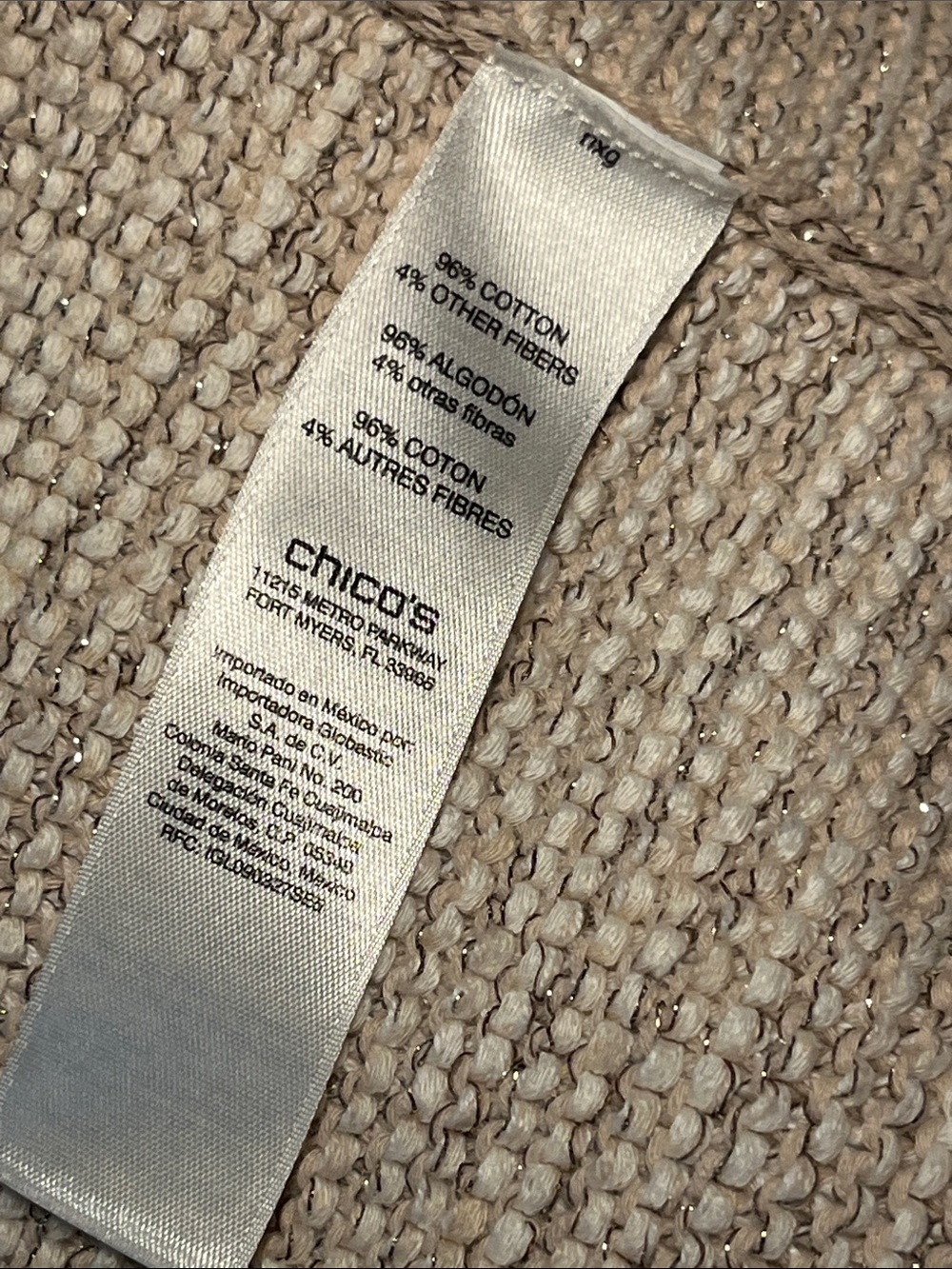 Chico’s Size 1 Beige Textured Knit Frayed Trim Open Front Cardigan Size 8 - Picture 9 of 9